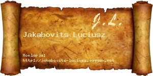 Jakabovits Luciusz névjegykártya