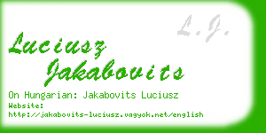 luciusz jakabovits business card